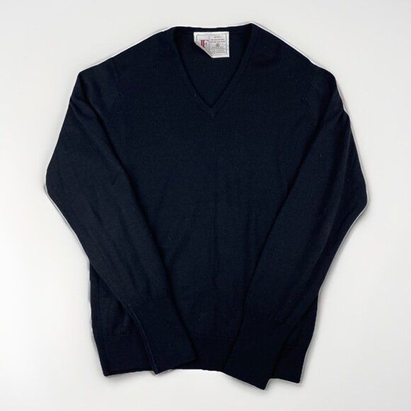 VTG Black Wool V-neck Pullover Sweater Jack Fraser Men 38  97cm Made in England - Picture 1 of 16